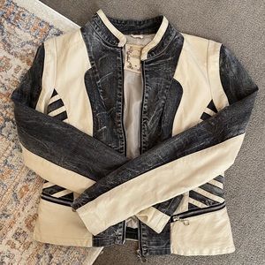 Leather & Denim Biker Jacket